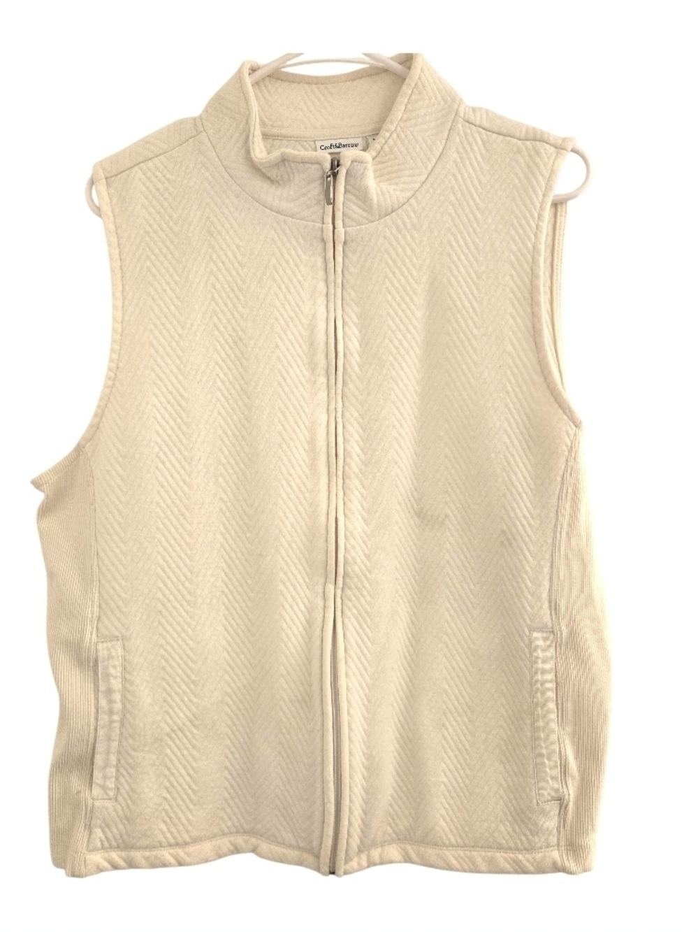 Croft & Barrow Cream Quilted Chevron Vest XXL Plus Size